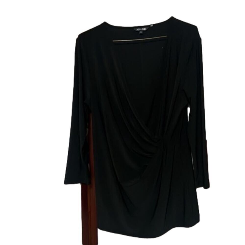 NIC+ZOE FAUX WRAP FRONT RUCHED SIDE BLOUSE SIZE M